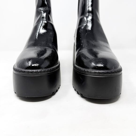 [Nine West] Henrita Black Patent Leather Platform Chelsea Ankle Boots Size 9.5 M - Picture 9 of 12